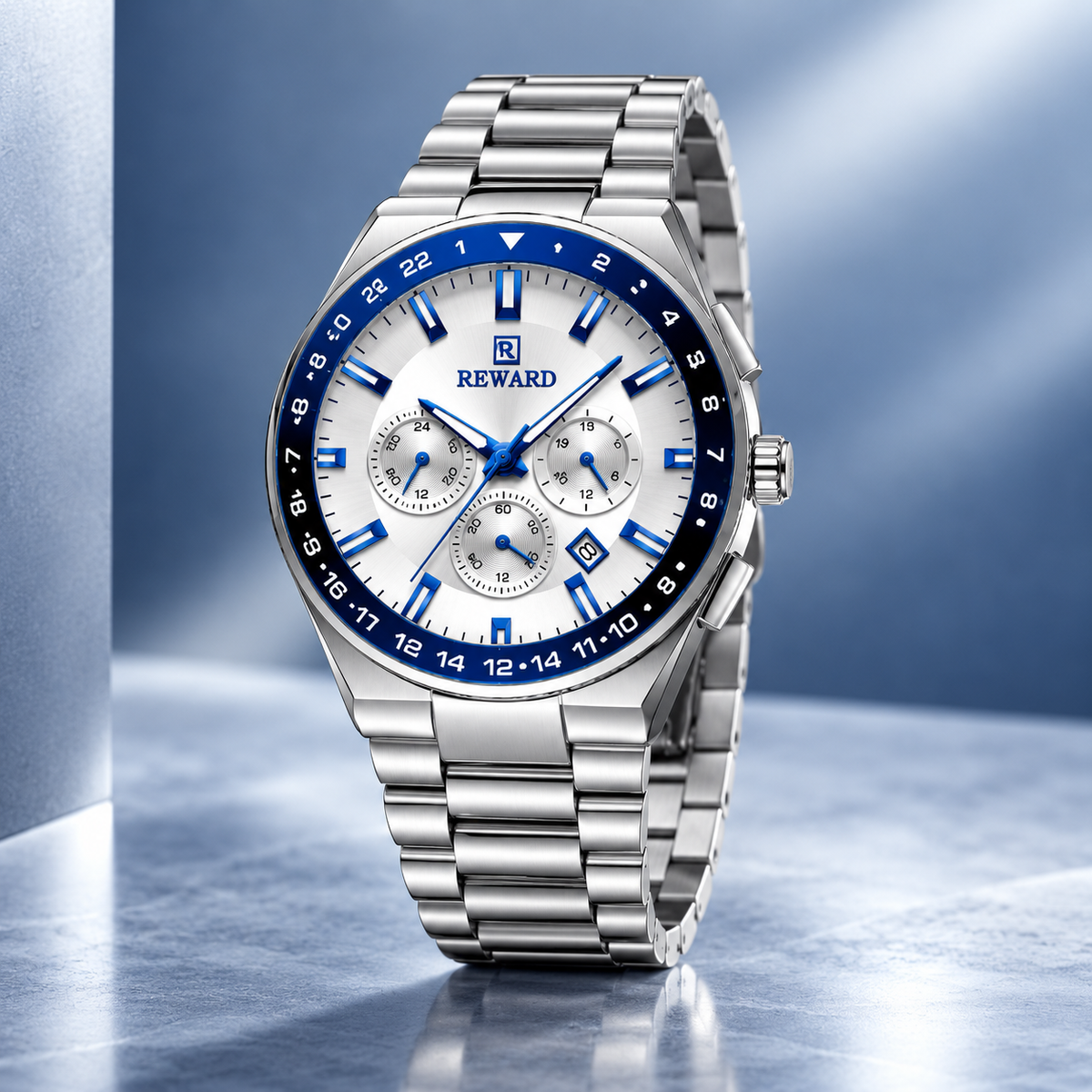 REWARD Luxury Stainless Steel Quartz Watch with Date Display✨