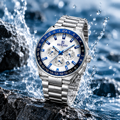 REWARD Luxury Stainless Steel Quartz Watch with Date Display✨