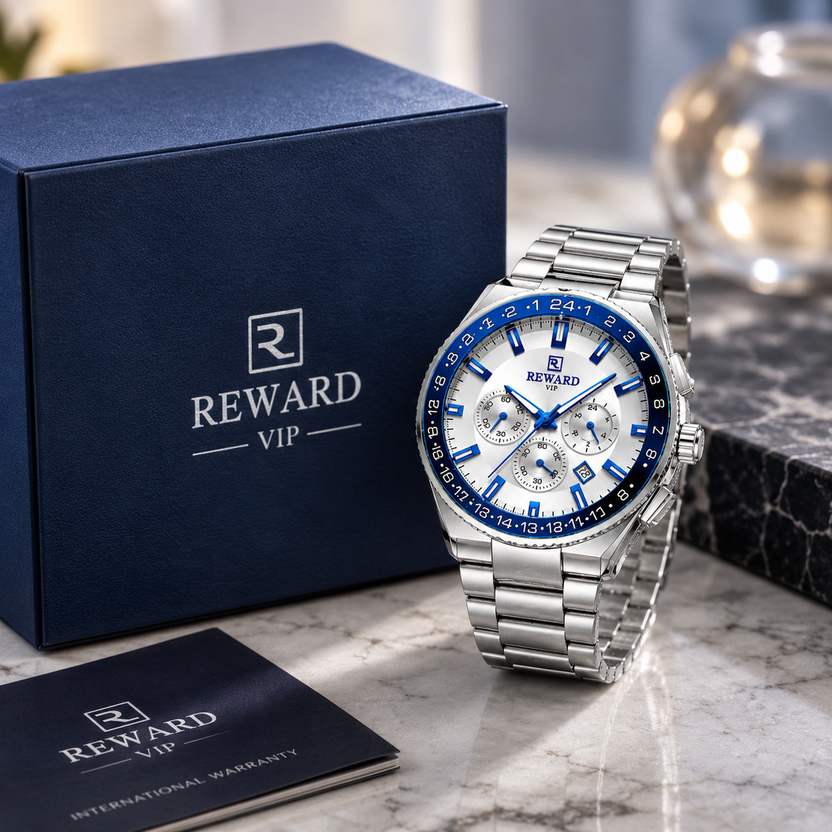 REWARD Luxury Stainless Steel Quartz Watch with Date Display✨