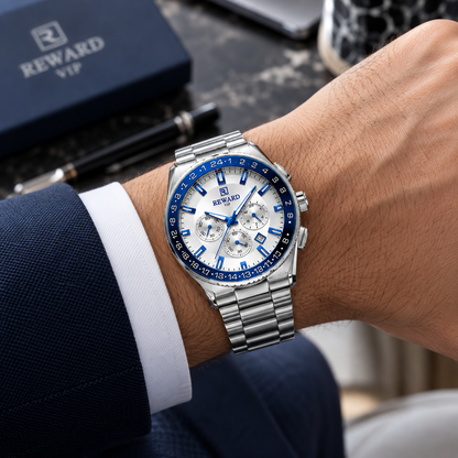 REWARD Luxury Stainless Steel Quartz Watch with Date Display✨