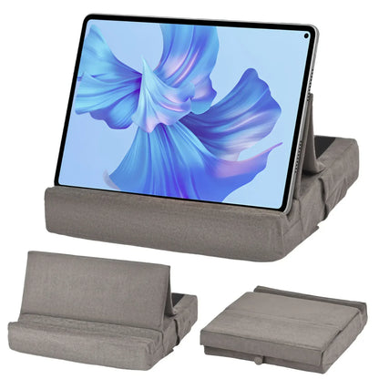 Tablet Pillow Stand Multi-Angle Viewing Ipad Holder for Lap Bed Foldable Soft Pad Dock with Stylus Mount