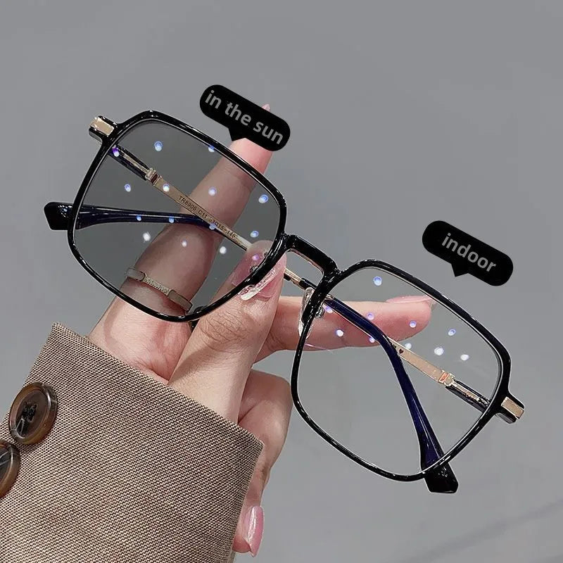 Men Women Trendy Oversized Sunglasses Outdoor Travel Smart Color Changing Photochromic Sun Glasses Unisex Large Eyewear Shades