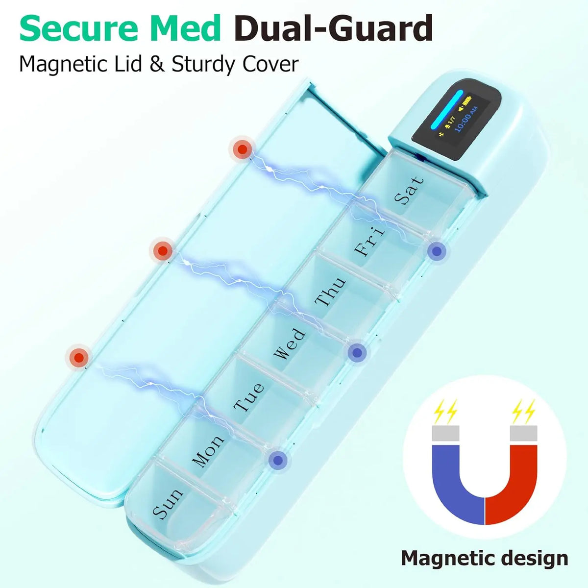 Smart Pill Organizer with Alarm & Bluetooth APP, Weekly Travel Pill Box 7 Day, Portable Pill Reminder for Medicines Vitamins