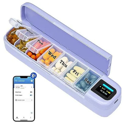 Smart Pill Organizer with Alarm & Bluetooth APP, Weekly Travel Pill Box 7 Day, Portable Pill Reminder for Medicines Vitamins
