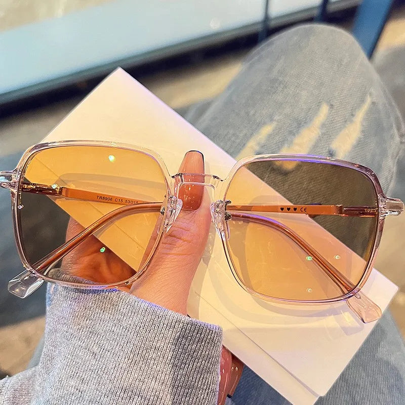 Men Women Trendy Oversized Sunglasses Outdoor Travel Smart Color Changing Photochromic Sun Glasses Unisex Large Eyewear Shades