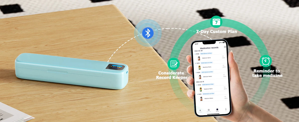 Smart Pill Organizer with Alarm & Bluetooth APP, Weekly Travel Pill Box 7 Day, Portable Pill Reminder for Medicines Vitamins
