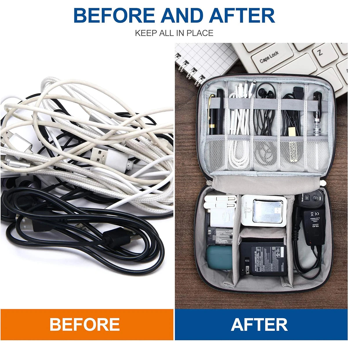 Storage bags and travel storage bags are suitable for electronic accessories, cosmetics, power cords, and portable power banks