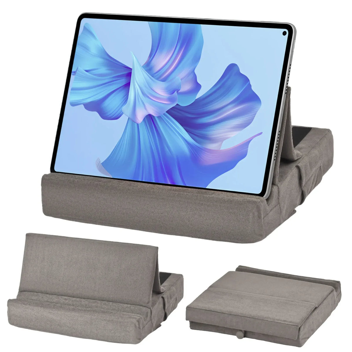 Tablet Pillow Stand for Lap Soft Holder Bed Desk Floor Foldable Multi-Angle Support Tablet Phone Holder for 4-13inch IPad Tablet