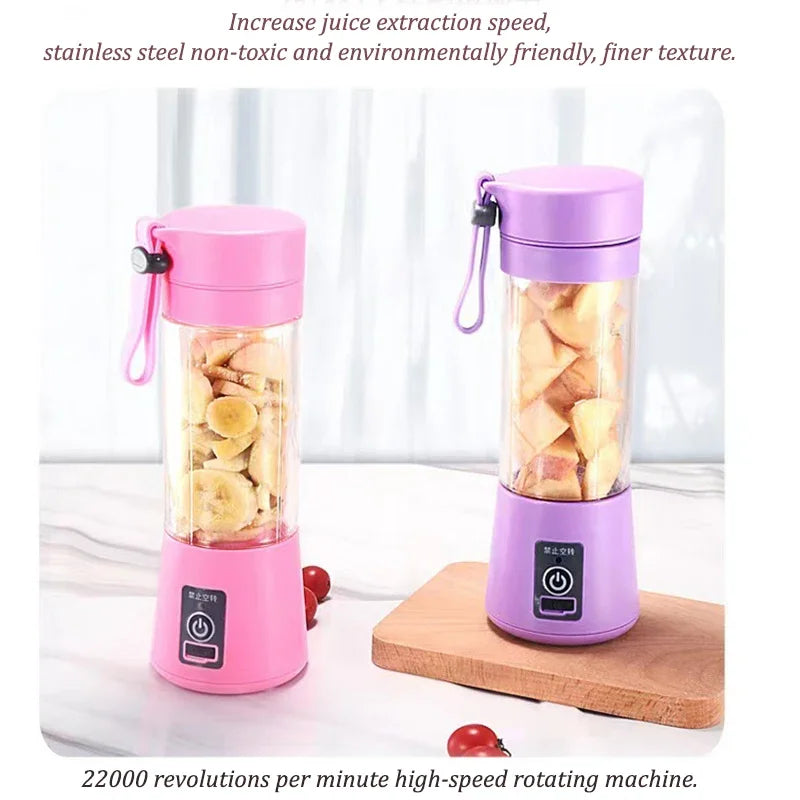 Portable Juicer Blender, USB Travel Juice Cup Baby Food Mixing Machince with Updated 6 Blades with Powerful Motor 4000mAh Rechar