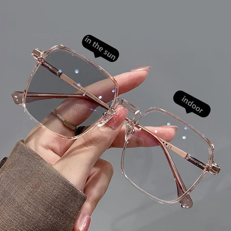 Men Women Trendy Oversized Sunglasses Outdoor Travel Smart Color Changing Photochromic Sun Glasses Unisex Large Eyewear Shades