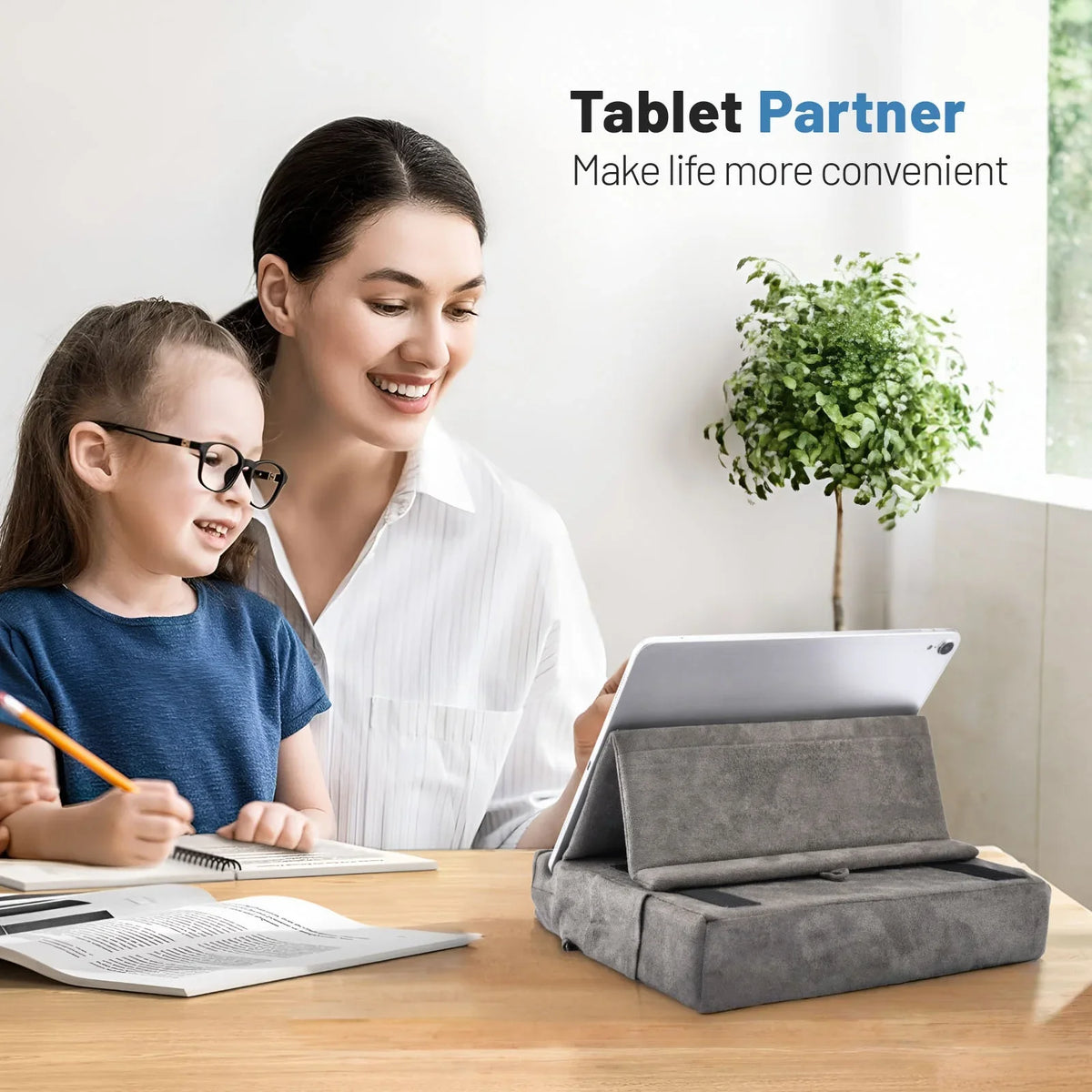 Tablet Pillow Stand for Lap Soft Holder Bed Desk Floor Foldable Multi-Angle Support Tablet Phone Holder for 4-13inch IPad Tablet