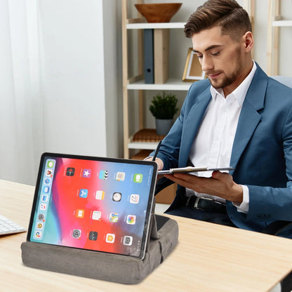 Tablet Pillow Stand for Lap Soft Holder Bed Desk Floor Foldable Multi-Angle Support Tablet Phone Holder for 4-13inch IPad Tablet