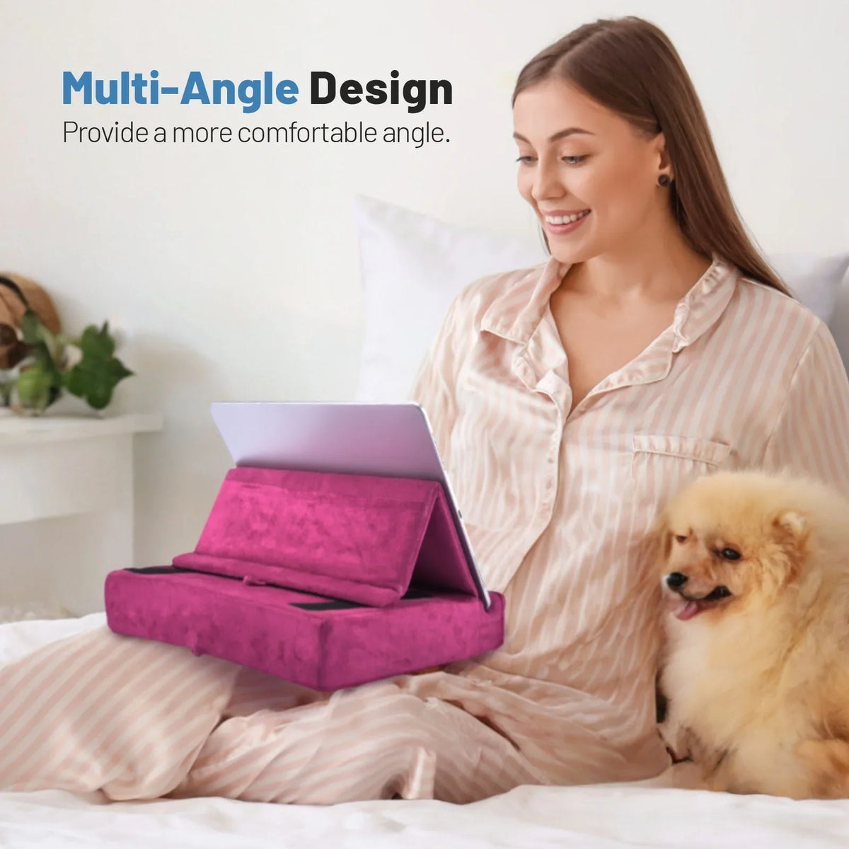 Tablet Pillow Stand for Lap Soft Holder Bed Desk Floor Foldable Multi-Angle Support Tablet Phone Holder for 4-13inch IPad Tablet
