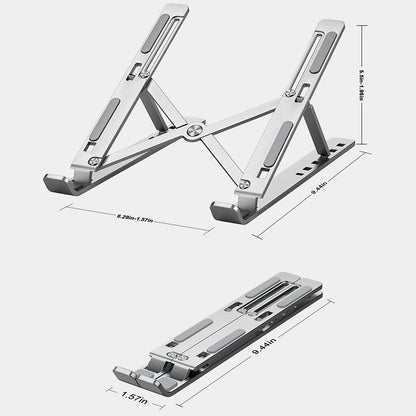 Foldable aluminum laptop stand, adjustable height tabletop laptop stand, laptop stand for desk compatible with macbook air pro