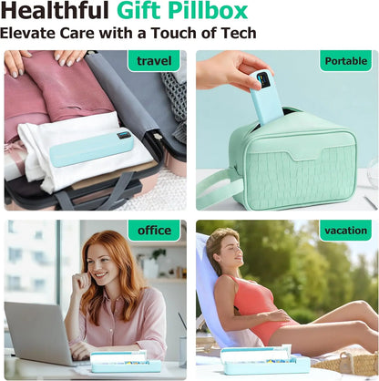 Smart Pill Organizer with Alarm & Bluetooth APP, Weekly Travel Pill Box 7 Day, Portable Pill Reminder for Medicines Vitamins