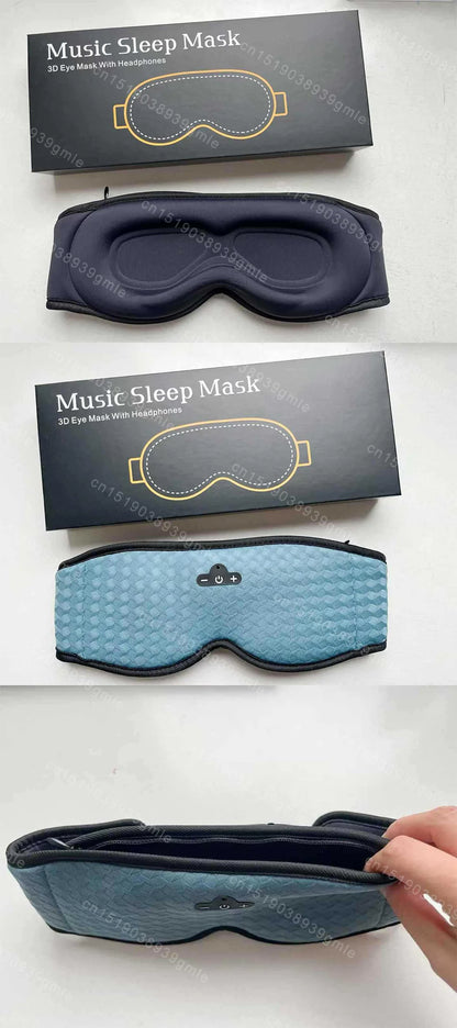 3D Sleeping Eye Mask Bluetooth Music Wireless Headphones Breathable Light Blocking Air Travel Smart Elastic Sleep Headband