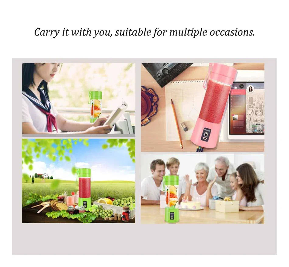 Portable Juicer Blender, USB Travel Juice Cup Baby Food Mixing Machince with Updated 6 Blades with Powerful Motor 4000mAh Rechar