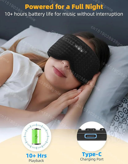 3D Sleeping Eye Mask Bluetooth Music Wireless Headphones Breathable Light Blocking Air Travel Smart Elastic Sleep Headband