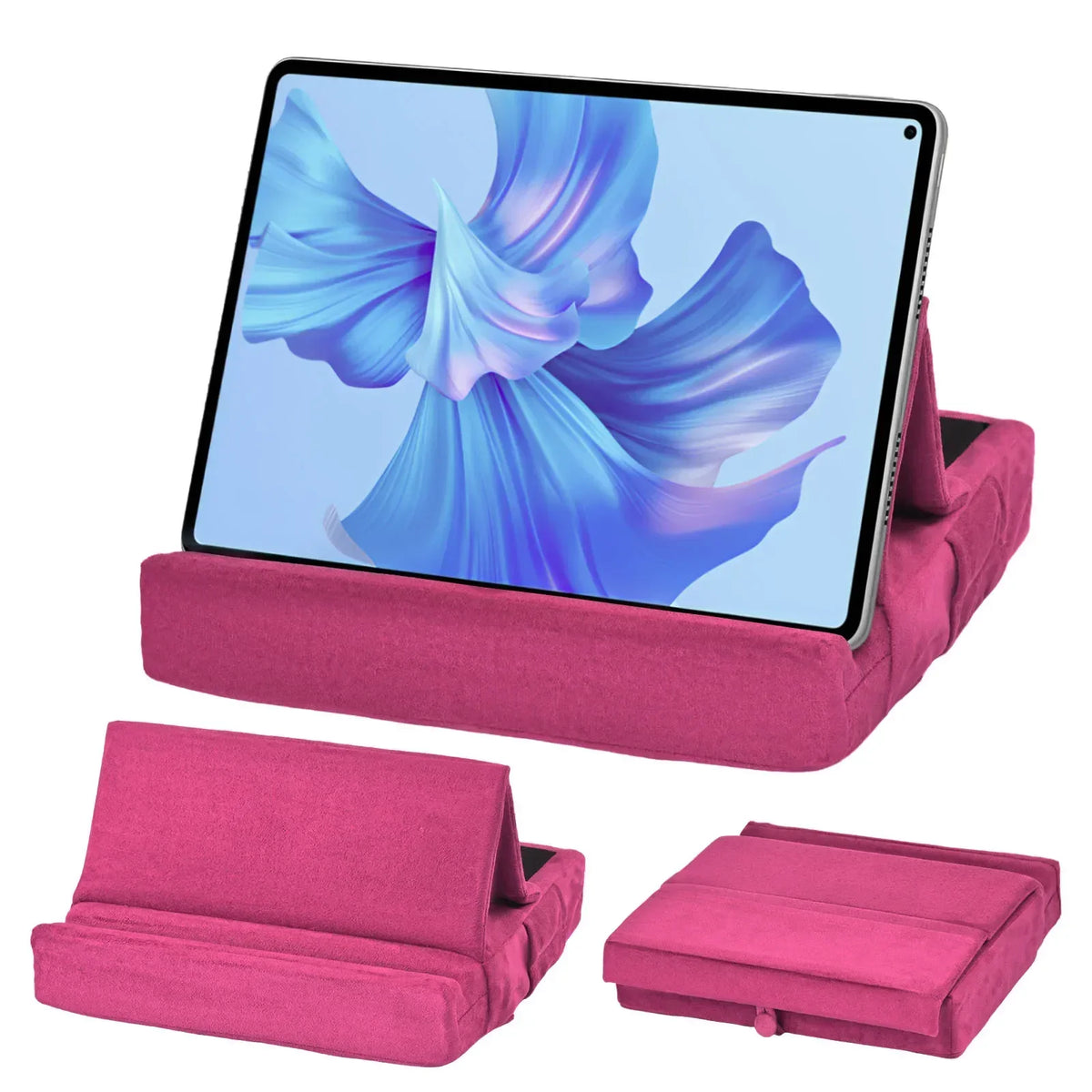 Tablet Pillow Stand Multi-Angle Viewing Ipad Holder for Lap Bed Foldable Soft Pad Dock with Stylus Mount
