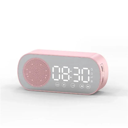 Alarm Clock Bluetooth Speaker, Digital Alarm Clock Radio with LED Mirror Display, Loud Alarm Clock for Heavy Sleepers