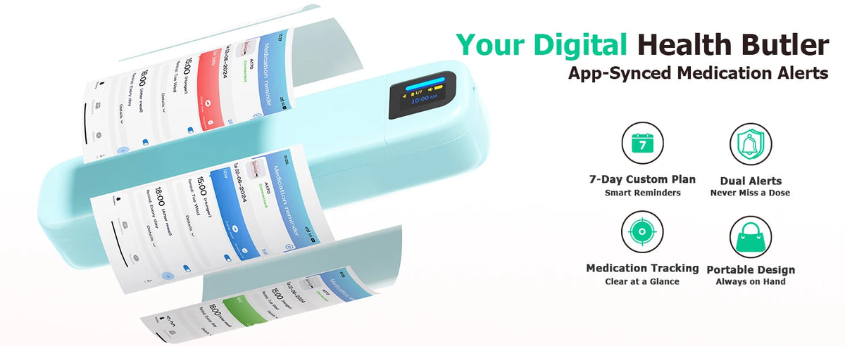 Smart Pill Organizer with Alarm & Bluetooth APP, Weekly Travel Pill Box 7 Day, Portable Pill Reminder for Medicines Vitamins