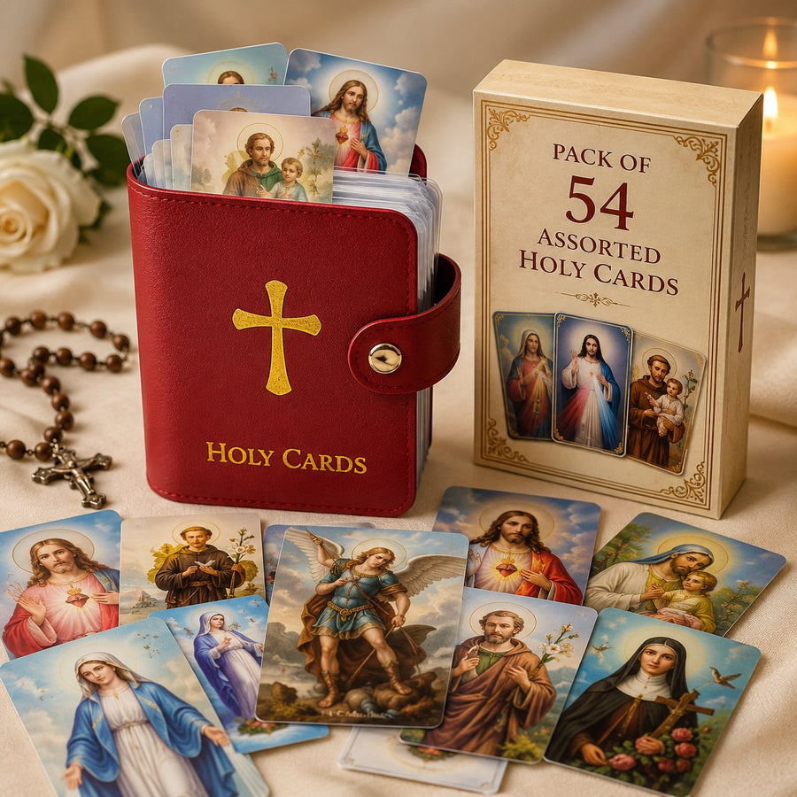 ✝️ Catholic Holy Card Holder – Pocket Prayer Card Organizer with Snap Closure