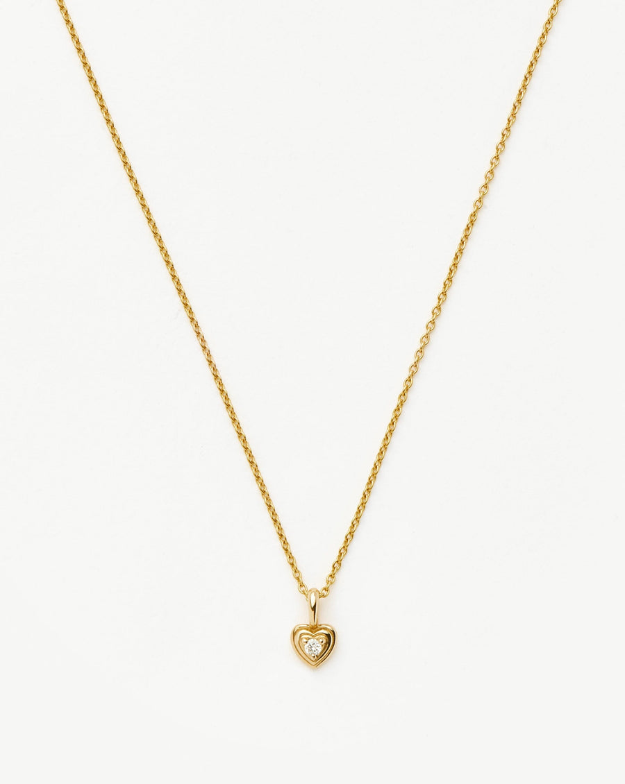 Solid Gold Diamond Heart Mini Pendant Necklace | 14ct solid Gold/Diamond