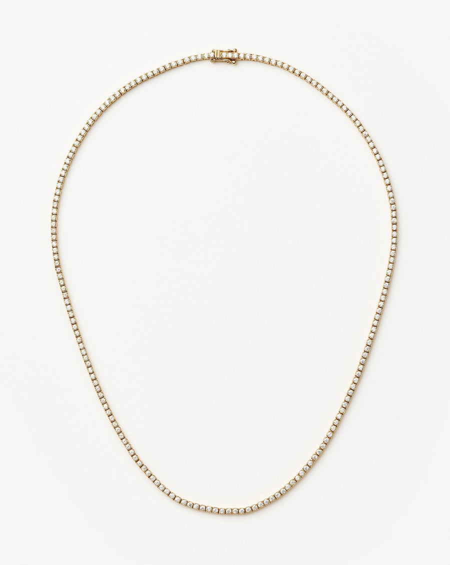 Solid Gold Diamond Tennis Necklace | 14ct Solid Gold Diamond