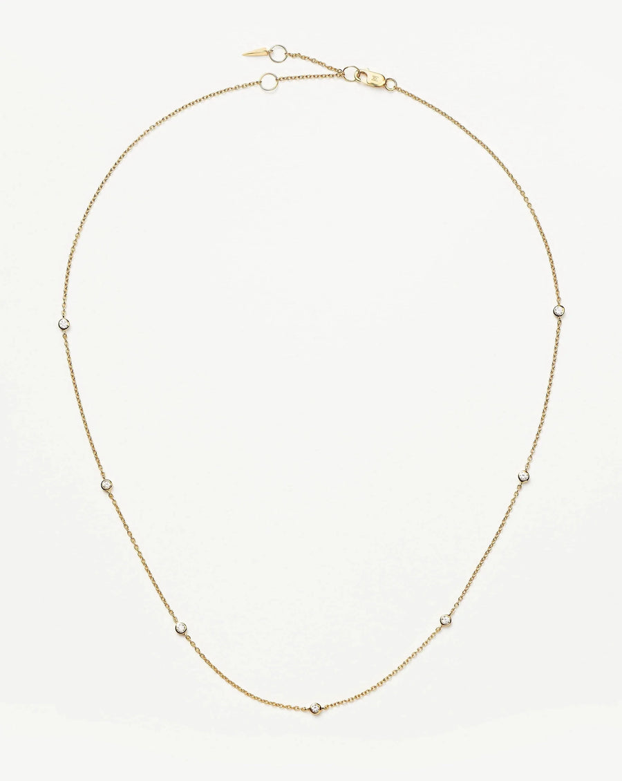 Solid Gold Floating Diamond Necklace | 14ct Solid Gold